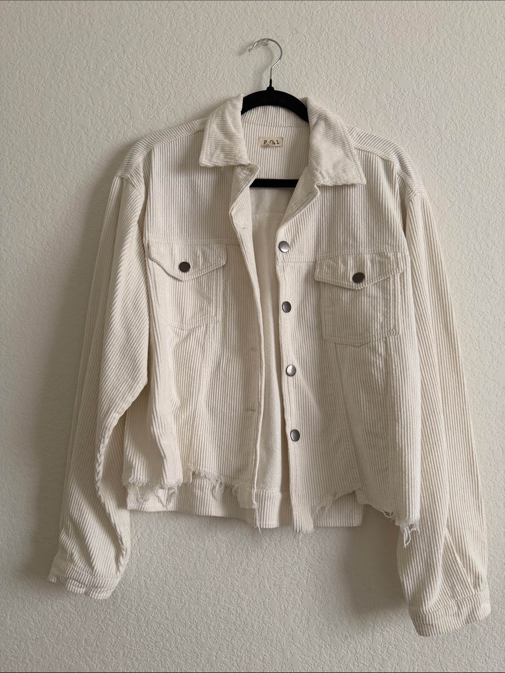 POL Cream Corduroy Button-Up Jacket